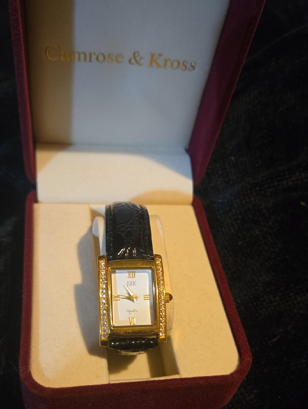 JBK Gold-Tone Women’s Dress Watch with Black Leather Strap Needs Battery